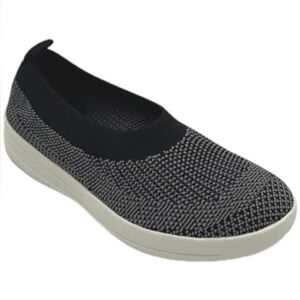 FitFlop Uberknit Slip-On Ballet Flat Charcoal/Black Sneaker Women’s 9